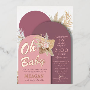 Invitation En Aluminium Baby shower Boho Dusty Rose rose mauve