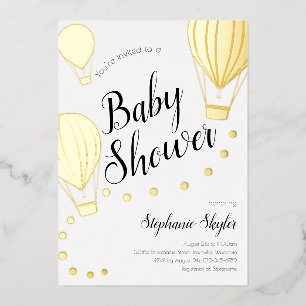 Invitation En Aluminium Baby shower de ballon à air chaud Gold