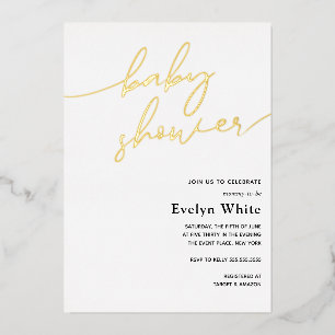 Invitation En Aluminium Baby shower de calligraphie moderne