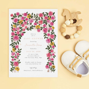 Invitation En Aluminium Baby shower de jardin de printemps Trellis rose