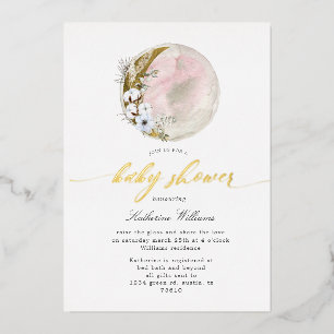 Invitation En Aluminium baby shower de lune bohème mystique