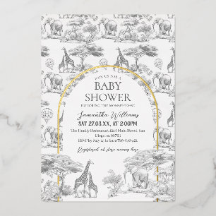 Invitation En Aluminium Baby shower de toile neutre Safari animal élégant