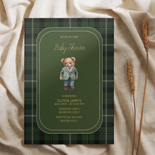 Invitation En Aluminium Baby shower d'ours en peluche de luxe (Créateur téléchargé)