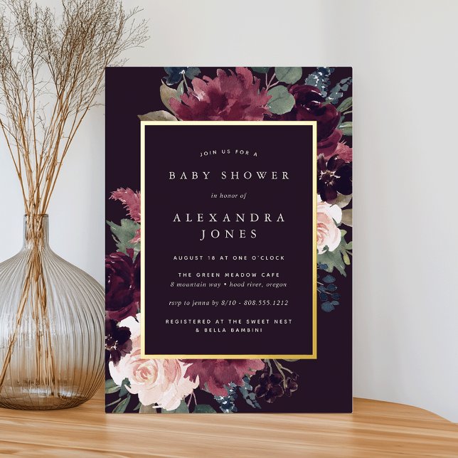 Invitation En Aluminium Baby shower en fleurs de prune (Créateur téléchargé)