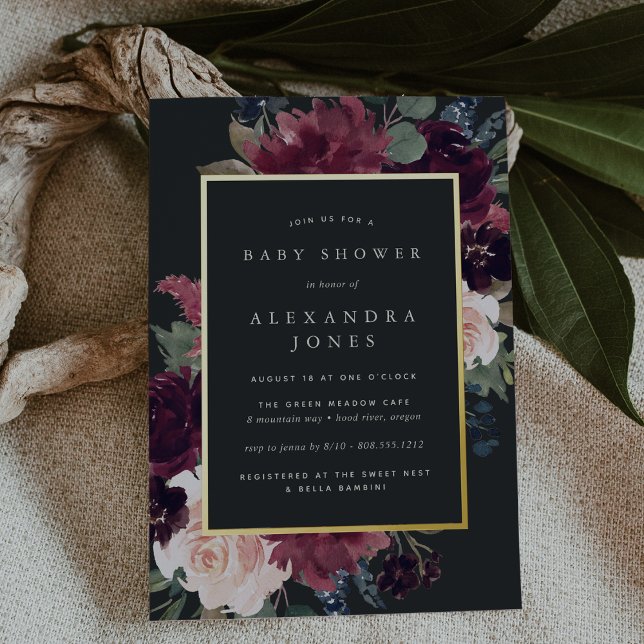 Invitation En Aluminium Baby shower en fleurs de prune (Créateur téléchargé)