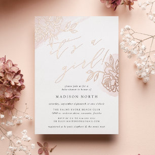 Invitation En Aluminium Baby shower floral Secret Garden