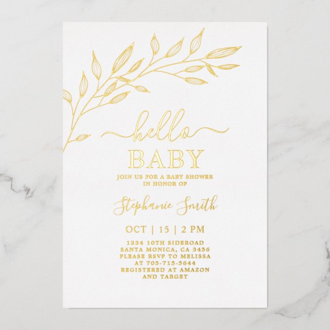 Invitation En Aluminium Baby shower Gold (Recto)