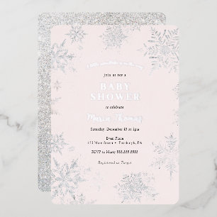 Invitation En Aluminium Baby shower Little Snowflake