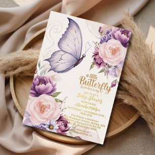Invitation En Aluminium Baby Shower Papillon Pastels Doux