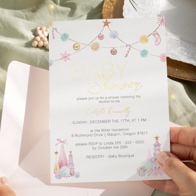 Invitation En Aluminium Baby shower Pastel Winter Wonderland (Créateur téléchargé)