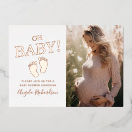 Invitation En Aluminium Baby shower photo personnalisé Oh Baby