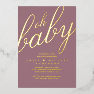 Invitation En Aluminium Baby shower Rose moderne tout-en-1 OR FOIL Dusty