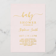 Invitation En Aluminium Baby shower rose vif simple réel