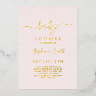 Invitation En Aluminium Baby shower rose vif simple réel