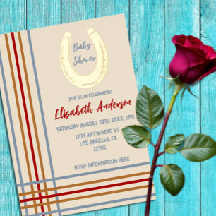 Invitation En Aluminium Baby-Shower Thème Fer à Cheval Western Rustique