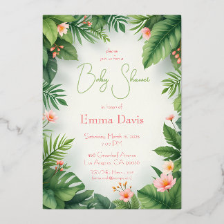 Invitation En Aluminium Baby shower tropical
