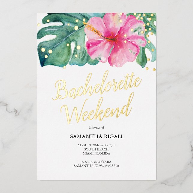 Invitation En Aluminium Bachelorette Filles Trip Party (Recto)