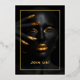 Invitation En Aluminium Bachelorette Noire et Or