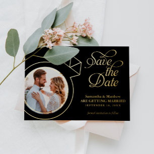 Invitation En Aluminium Bague de diamant photo personnalisée mariage à ret