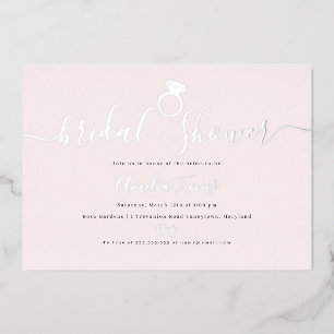Invitation En Aluminium Bague Rose Blush Argent Mariage