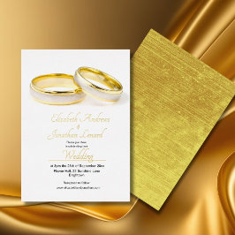 Invitation En Aluminium Bagues élégantes mariages Gold Foil Simple
