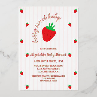 Invitation En Aluminium Baigneuse de bébé aux fraises d'une douceur incroy