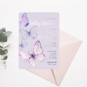 Invitation En Aluminium Baiser à papillon et voeux pour bébé   Baby shower