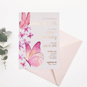Invitation En Aluminium Baisers à papillon et voeux pour bébé   Baby showe