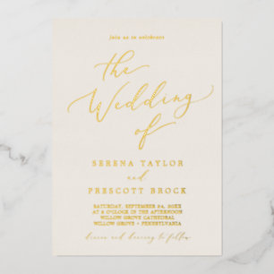 Invitation En Aluminium Baisse en or délicate   Ivory Le Mariage De