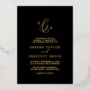 Invitation En Aluminium Baisse en or délicate Mariage de monogramme offi