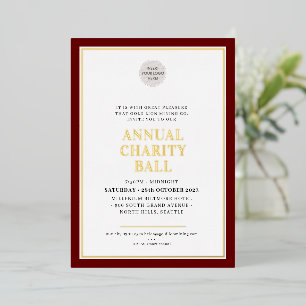 Invitation En Aluminium BAL DE CHARITÉ ANNUEL logo élégant simple bordeaux