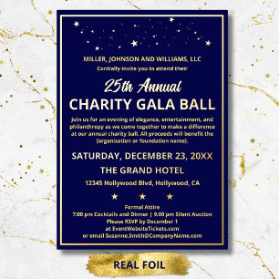 Invitation En Aluminium Balle de gala de charité de l'entreprise Bleu élég