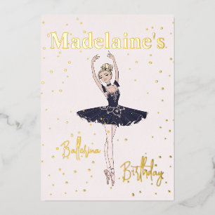 Invitation En Aluminium Ballerina Blue TuTu Girls Birthday Party
