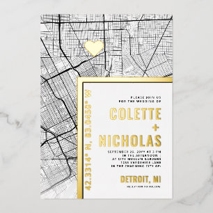 Invitation En Aluminium Baltimore Love Locator Mariage sur le thème de l