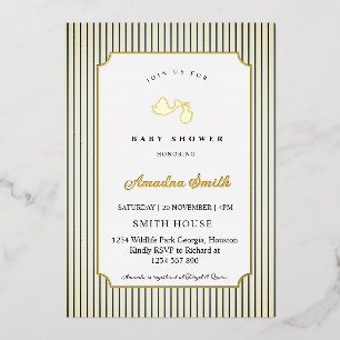 Invitation En Aluminium Banderoles Moderne et Minimaliste Stork Fête Préna