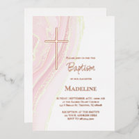 baptême aquarelle rose pastel