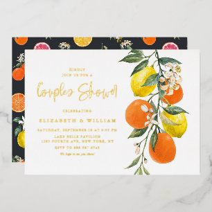 Invitation En Aluminium Baptême de couples Oranges et Citrons Botaniques