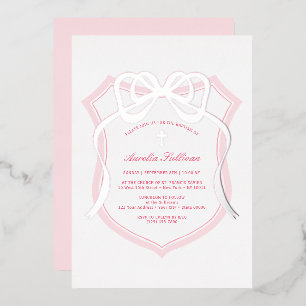 Invitation En Aluminium Baptême de la crête rose de l'Argent