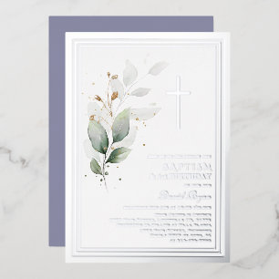 Invitation En Aluminium Baptême du 1er anniversaire Eucalyptus de verdure 