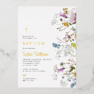Invitation En Aluminium Baptême Fleur sauvage Boho