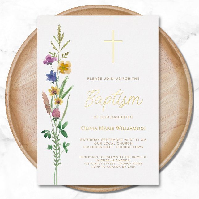 Invitation En Aluminium Baptême floral (Créateur téléchargé)