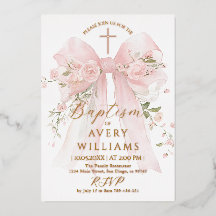 Baptême or et rose floral Boy Boy Elegant