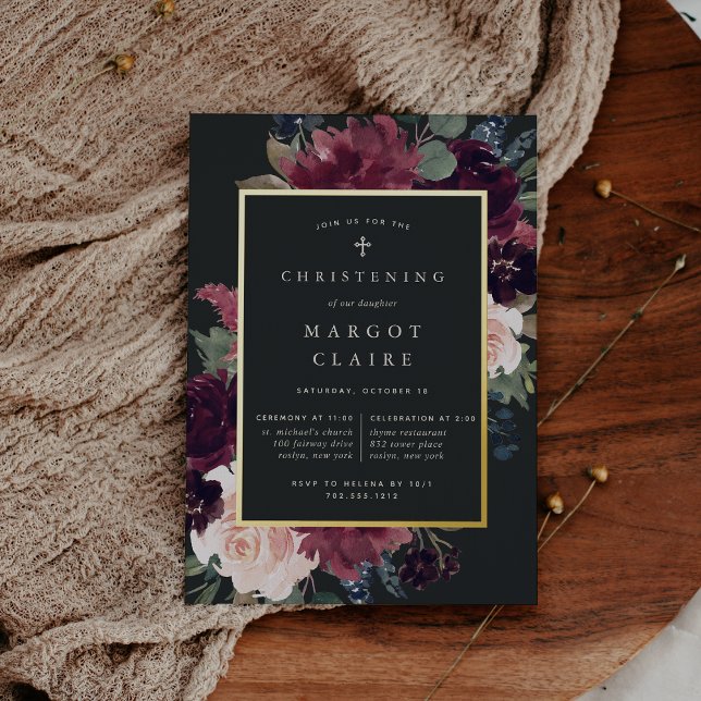 Invitation En Aluminium Baptême ou baptême en fleurs de prune (Créateur téléchargé)