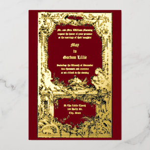 Invitation En Aluminium Baroque Rococo Cherubs Floral Mariage Frontière de