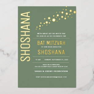 Invitation En Aluminium Bat mitzvah Moderne Élégant VRAI OR