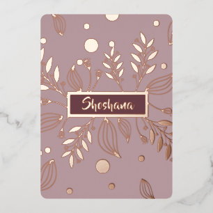 Invitation En Aluminium Bat mitzvah VRAI Rose Or Moderne Floral