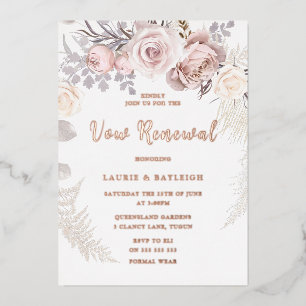 Invitation En Aluminium Beau Blush Wreath Rose Gold Vow Renouvellement