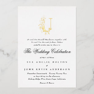 Invitation En Aluminium Beau Élégant Floral OR Monogramme Mariage