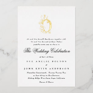 Invitation En Aluminium Beau Élégant Floral OR Monogramme Mariage