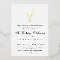 Beau Élégant Floral OR Monogramme Mariage